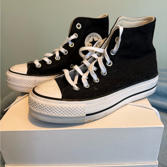 Converse Women's Black and White High-Top Sneakers - Picture 1 of 4